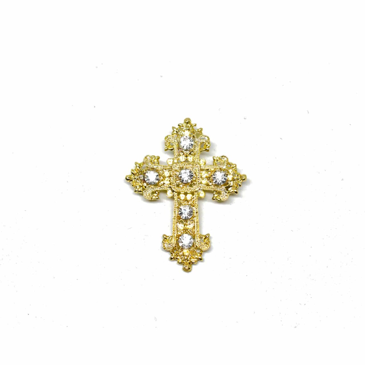 Crystal Rhinestone Cross Brooch Pin DIY Wedding Craft 2.50 x 2 inch